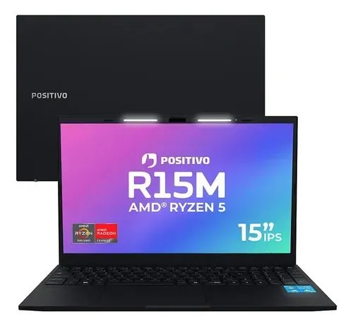 Notebook Positivo Vision R15M AMD Ryzen 5-5625U 8GB RAM 256GB SSD 15" FHD IPS c/ Minitela 1,54"